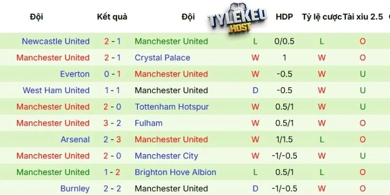 Thành tích ra sân của Man United